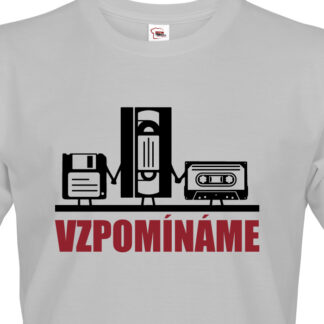 Pánské triko s retro motivem Vzpomínáme - disketa, video a audio kazeta